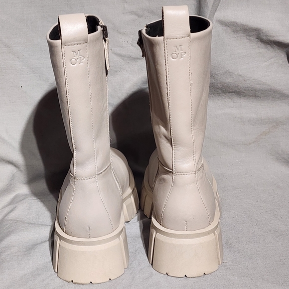 MARC O'POLO Gray Leather Mid-Calf Boots with Chunky Platform Soles, size 38 - Picture 10 of 10